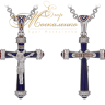 Православный крест с синей эмалью и сапфирами 