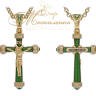 Православный крест с зеленой эмалью